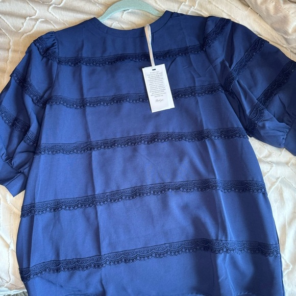 Grace Karin puff sleeve business casual shorts sleeve blouse size medium NWT - Picture 8 of 12